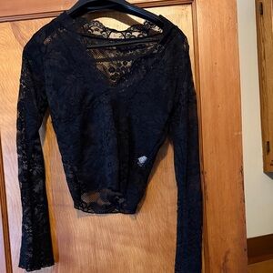 Elegant Black Lace Women's Top